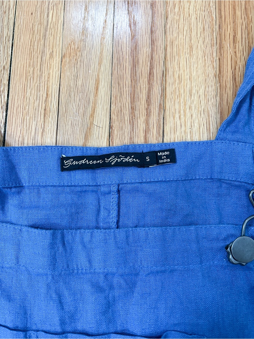 Gudrun Sjoden Blue Linen Pinafore Overall Dress - Picture 5 of 9